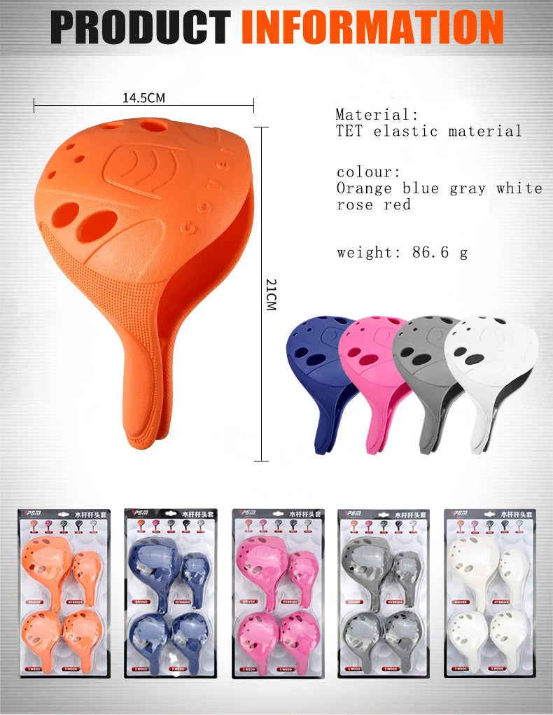 1 pcs Golf Club Head Cover 1/3/UT Full Set Of Wood Poles TPE Elastic Material Waterproof Washable