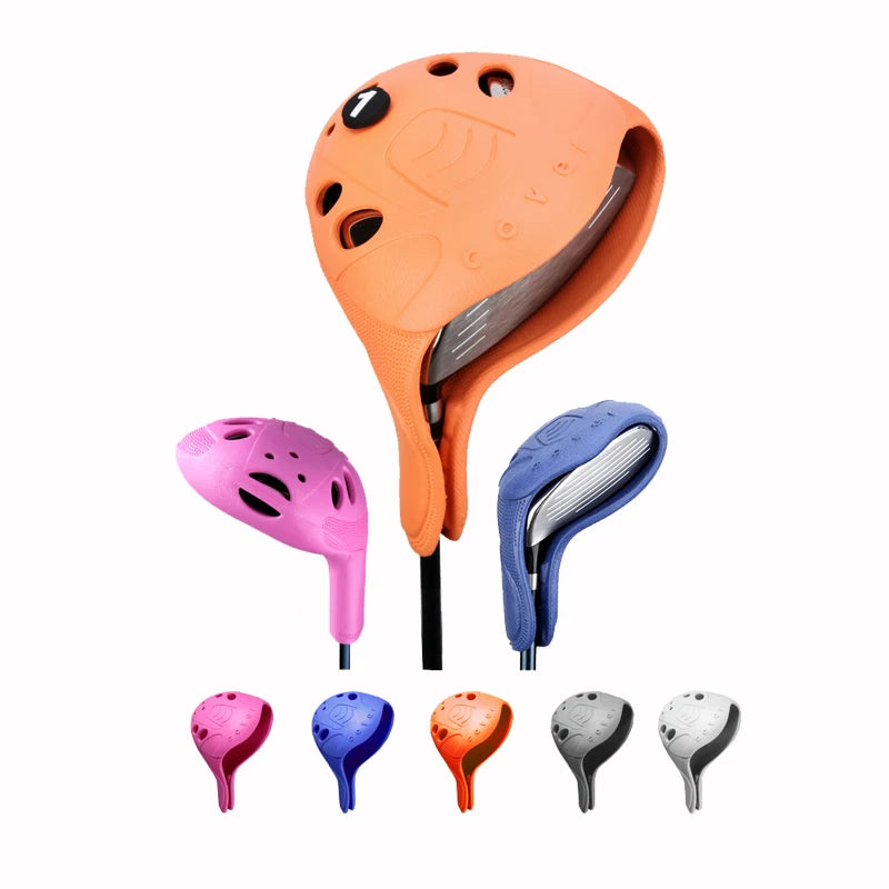 1 pcs Golf Club Head Cover 1/3/UT Full Set Of Wood Poles TPE Elastic Material Waterproof Washable