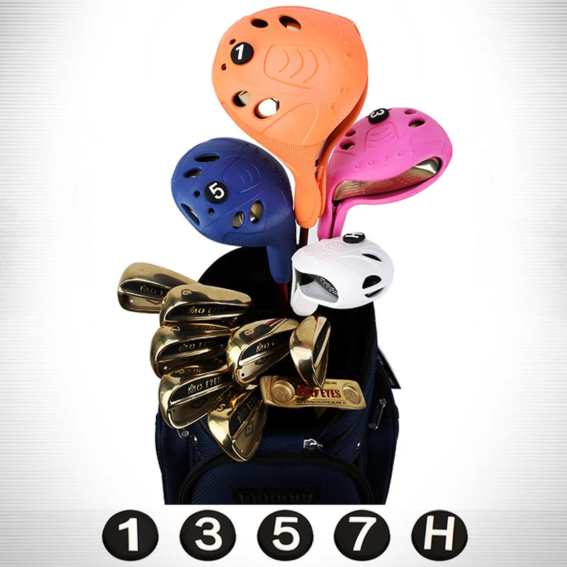1 pcs Golf Club Head Cover 1/3/UT Full Set Of Wood Poles TPE Elastic Material Waterproof Washable