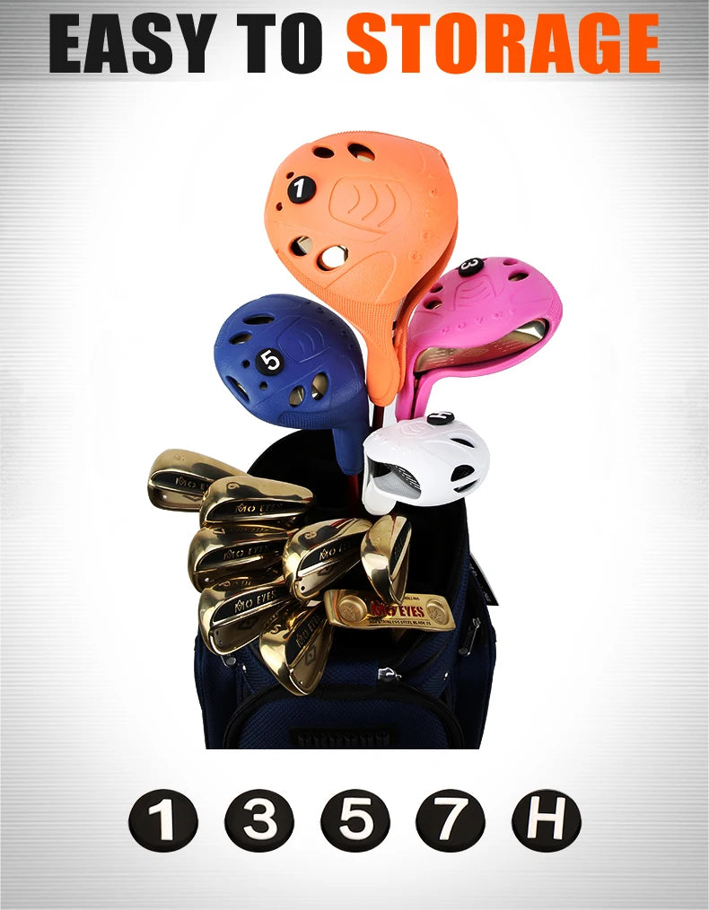 1 pcs Golf Club Head Cover 1/3/UT Full Set Of Wood Poles TPE Elastic Material Waterproof Washable