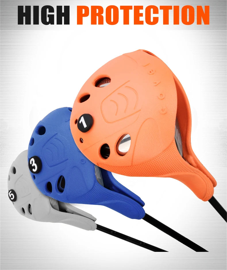 1 pcs Golf Club Head Cover 1/3/UT Full Set Of Wood Poles TPE Elastic Material Waterproof Washable