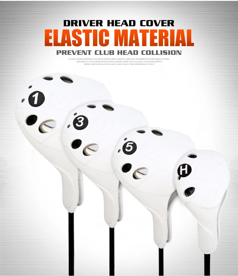 1 pcs Golf Club Head Cover 1/3/UT Full Set Of Wood Poles TPE Elastic Material Waterproof Washable