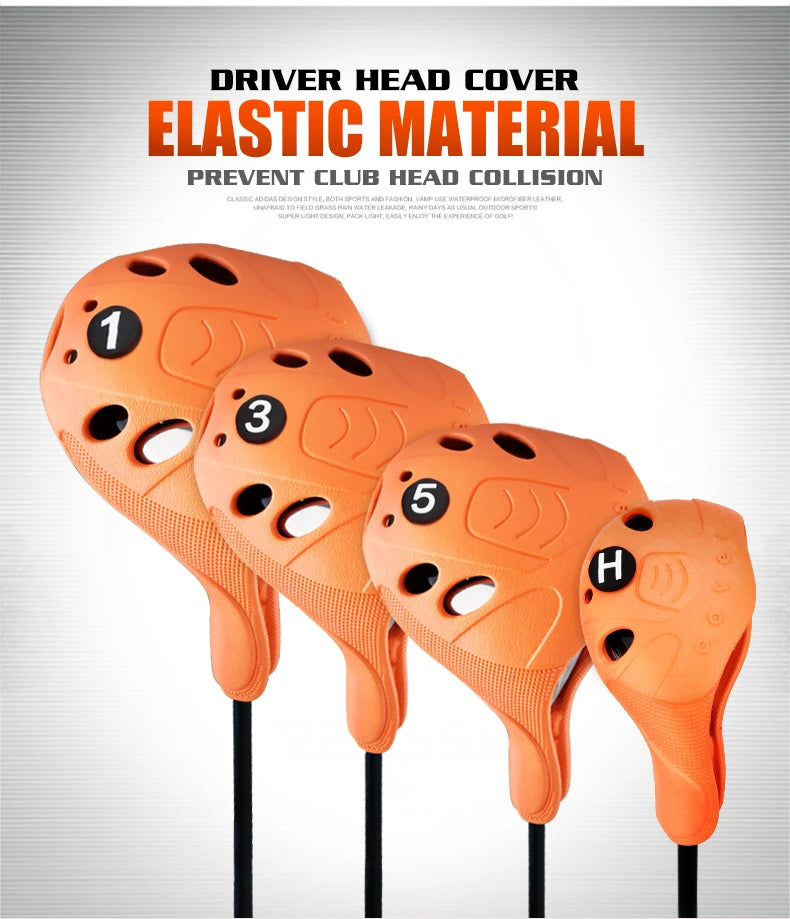 1 pcs Golf Club Head Cover 1/3/UT Full Set Of Wood Poles TPE Elastic Material Waterproof Washable