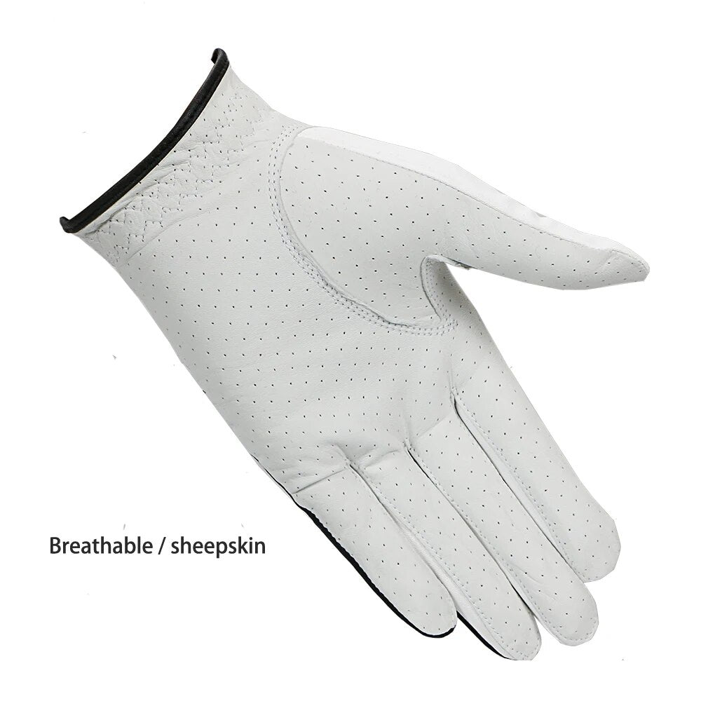 Golf Glove Men Sheepskin Left Hand Genuine Leather Breathable Soft Slip-Proof
