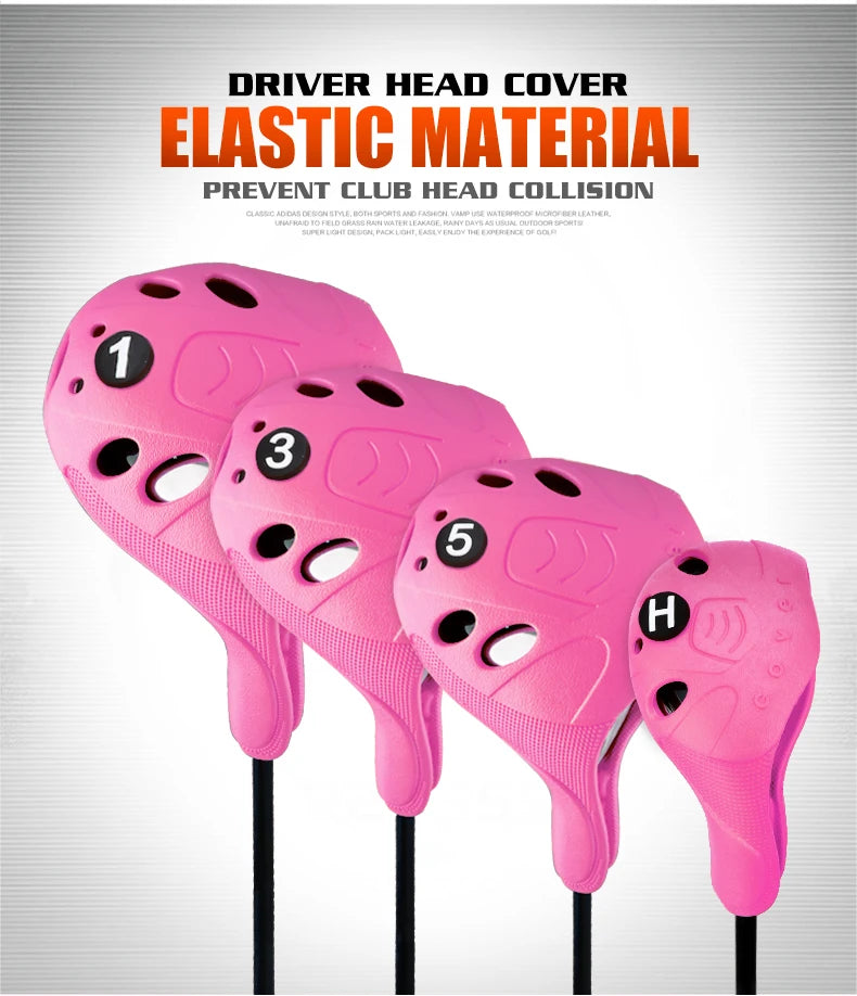 1 pcs Golf Club Head Cover 1/3/UT Full Set Of Wood Poles TPE Elastic Material Waterproof Washable