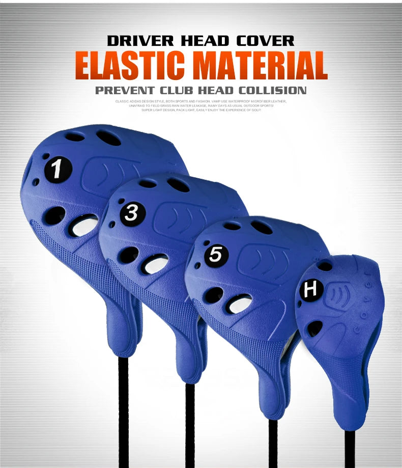 1 pcs Golf Club Head Cover 1/3/UT Full Set Of Wood Poles TPE Elastic Material Waterproof Washable