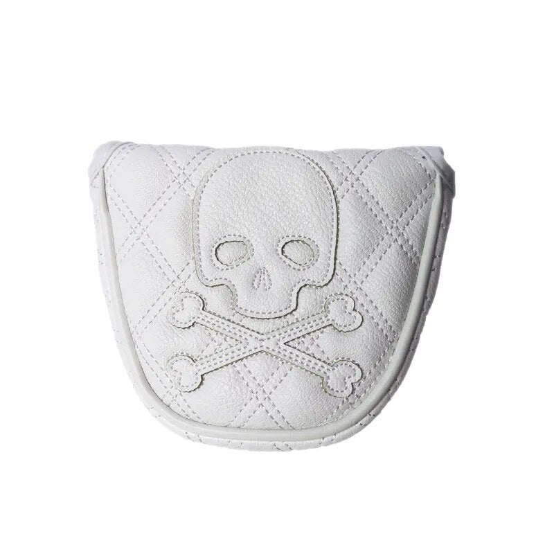 Golf Putter Cover Skull Head PU Leather 2 Color Velcro Closure For Mallet Putter
