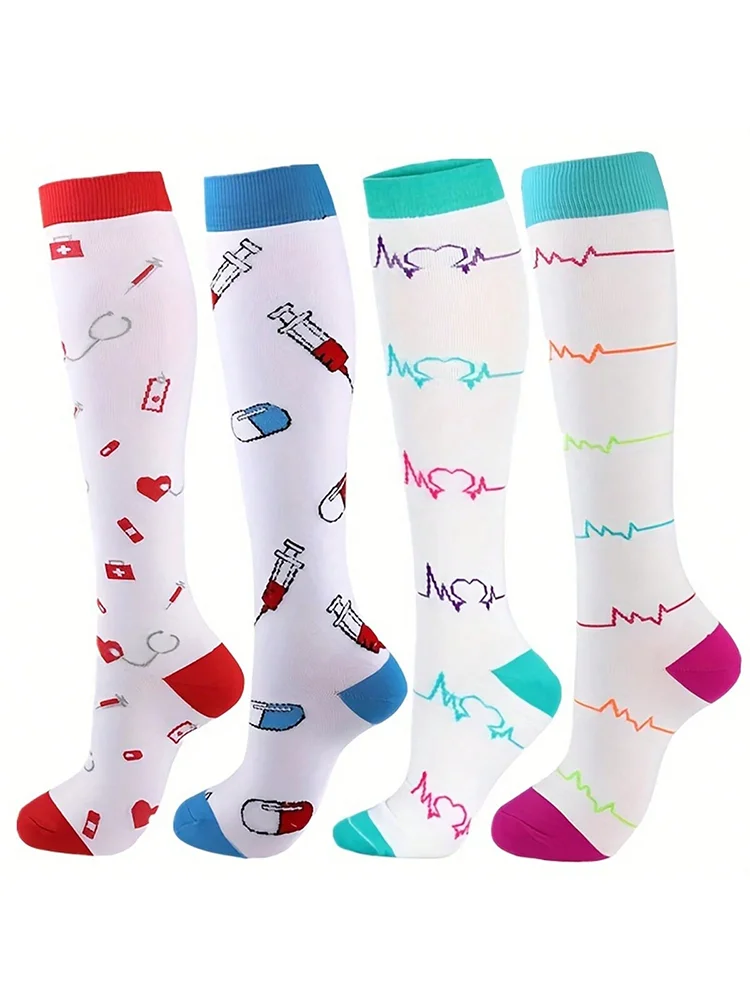 4 Pairs Compression Socks for Women Medical Varicose Veins Socks Pregnancy Socks Men Sports Socks