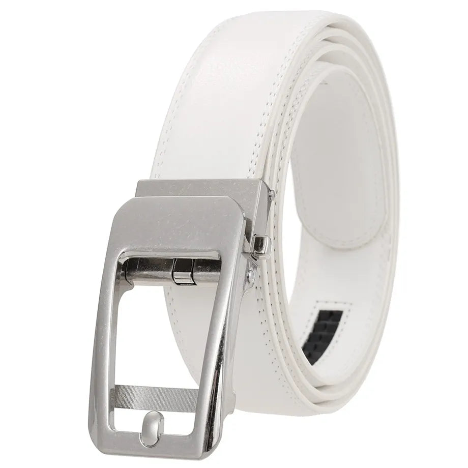 Luxury Leather White Golf Belt For Men