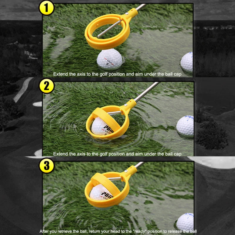 Golf Ball Pick Up Tools Telescopic Automatic Locking Scoop Ball Picker