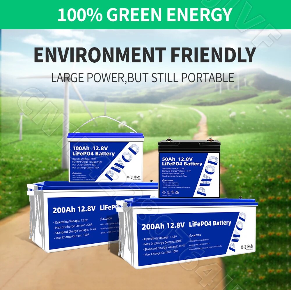 12V 24V 48V Battery 100Ah 200Ah 50Ah Lithium Iron Phosphate Built-in BMS For EV, Golf Cart