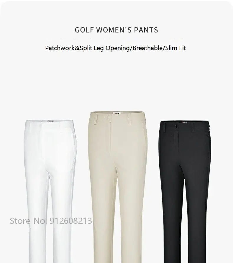 Summer Women Sports Trousers Elastic Split Golf Pants Lady High Waist Breathable Ankle Length Trousers XS-XL