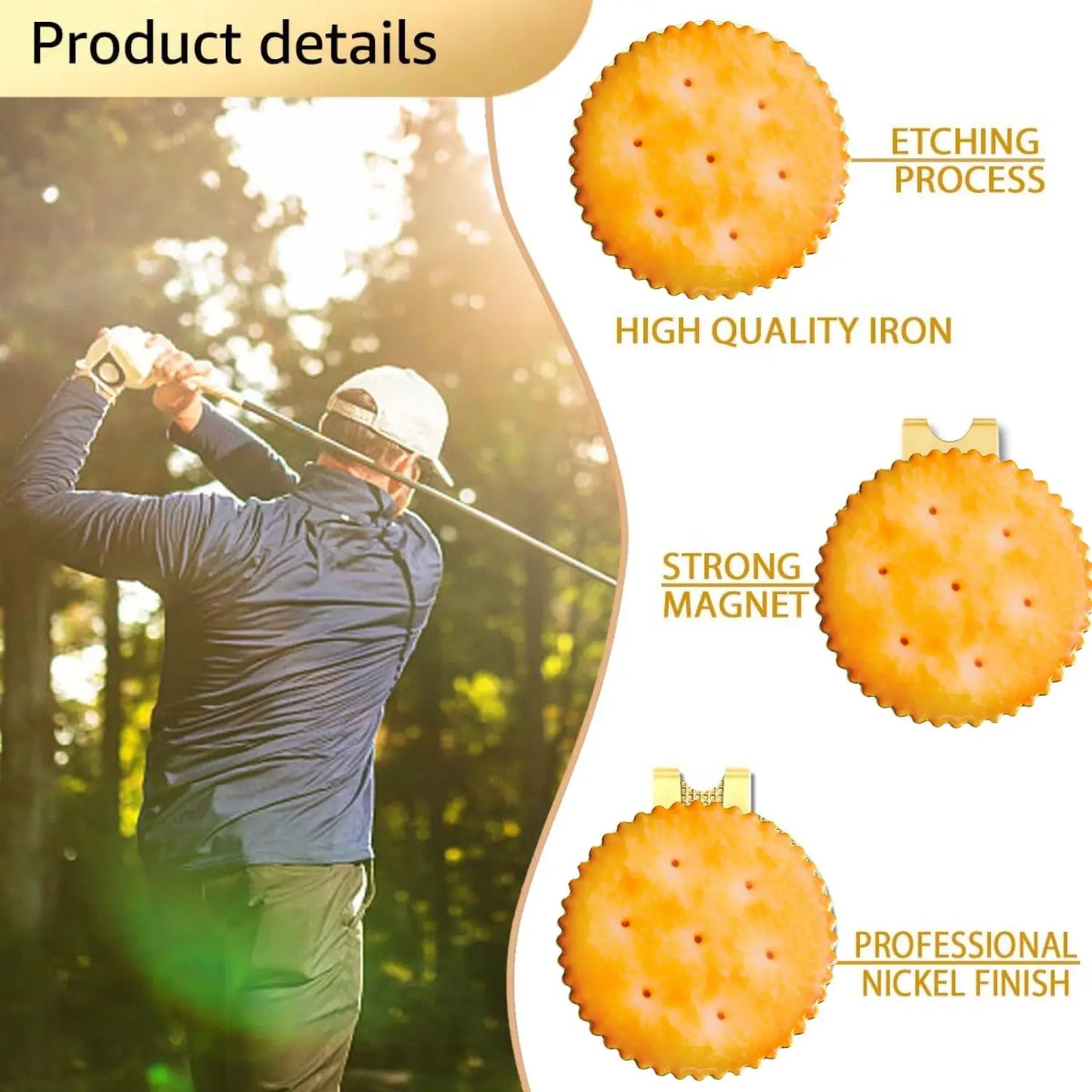 Golf Ball Marker with a Standard Magnetic Hat Clip, Funny Golf Ball Marker Hat Clip for Men / Women