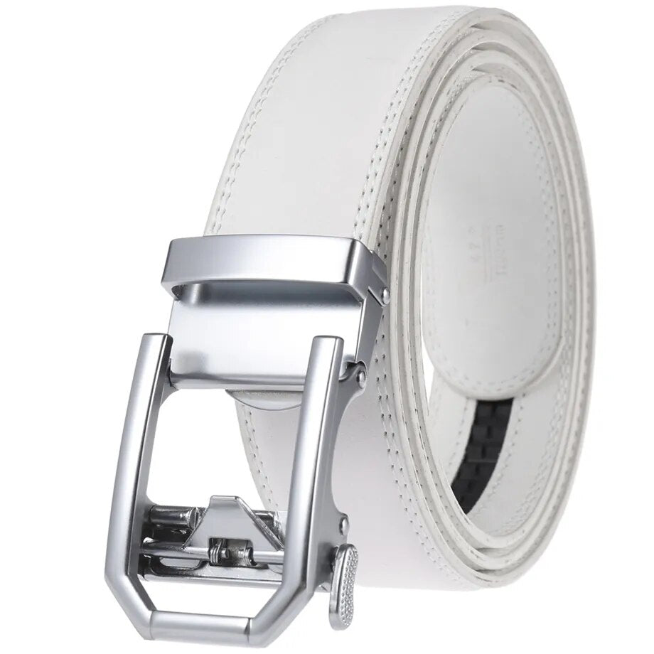 Luxury Leather White Golf Belt For Men