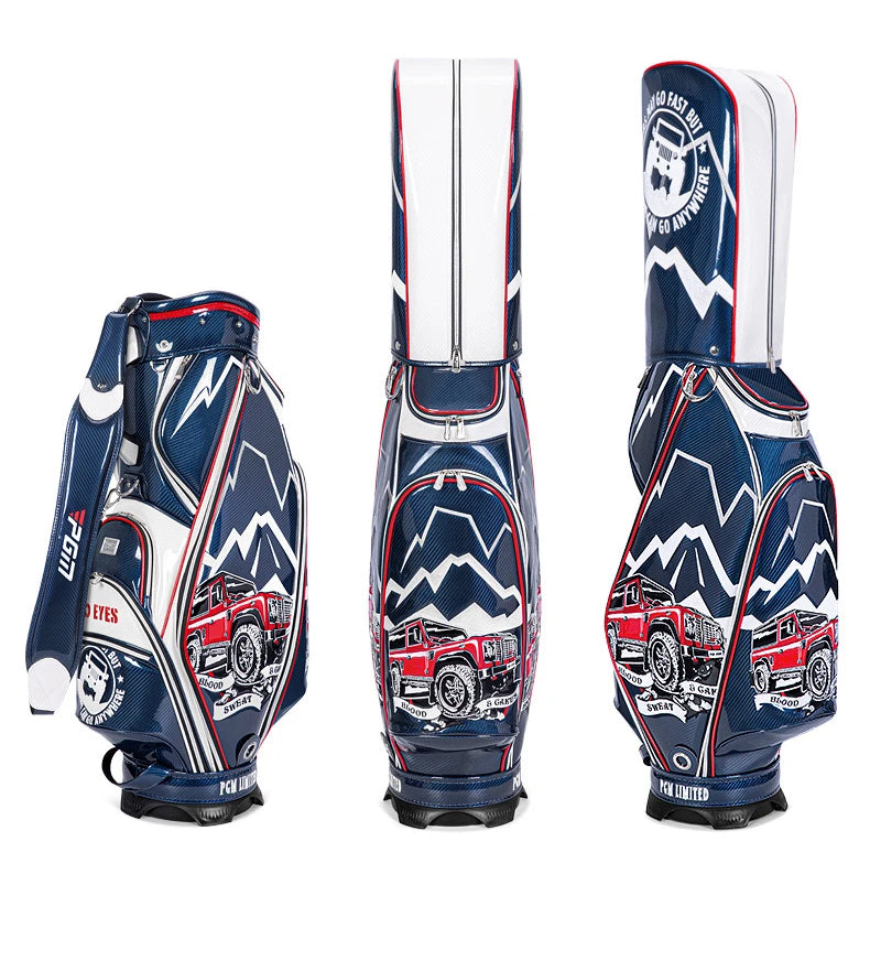 Luxury Mens Golf Bag Standard 13pcs Clubs Waterproof Crystal Leather 3D Embroidered QB112