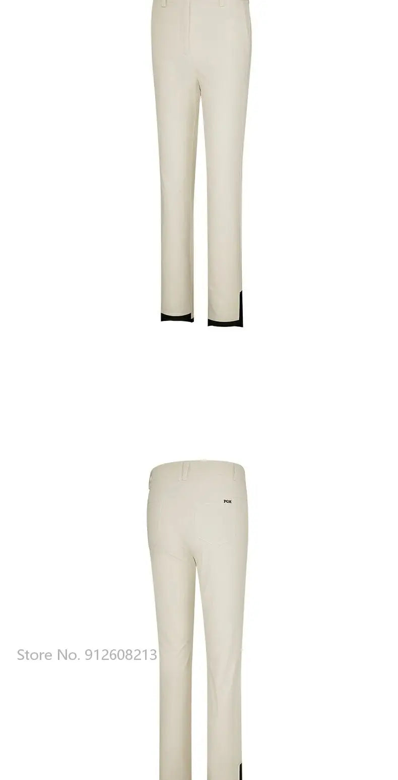 Summer Women Sports Trousers Elastic Split Golf Pants Lady High Waist Breathable Ankle Length Trousers XS-XL