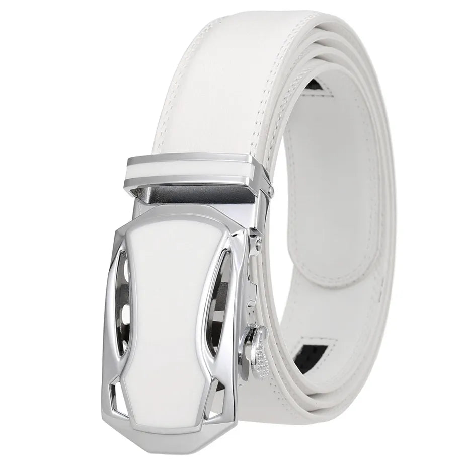 Luxury Leather White Golf Belt For Men
