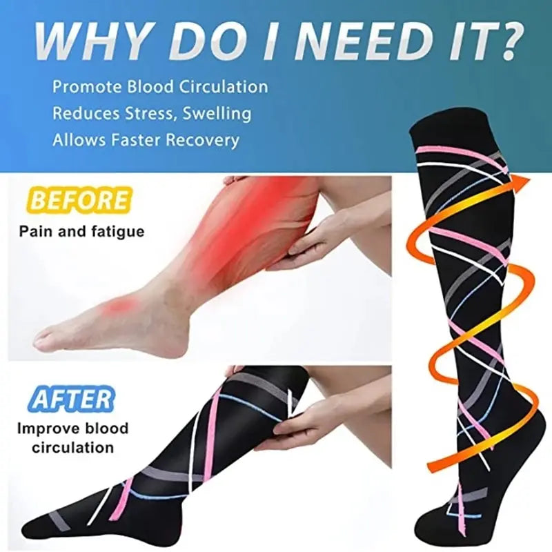 4 Pairs Compression Socks for Women Medical Varicose Veins Socks Pregnancy Socks Men Sports Socks