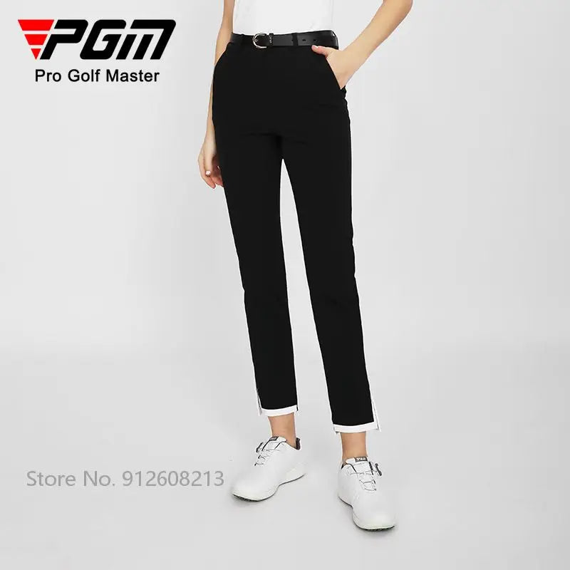Summer Women Sports Trousers Elastic Split Golf Pants Lady High Waist Breathable Ankle Length Trousers XS-XL