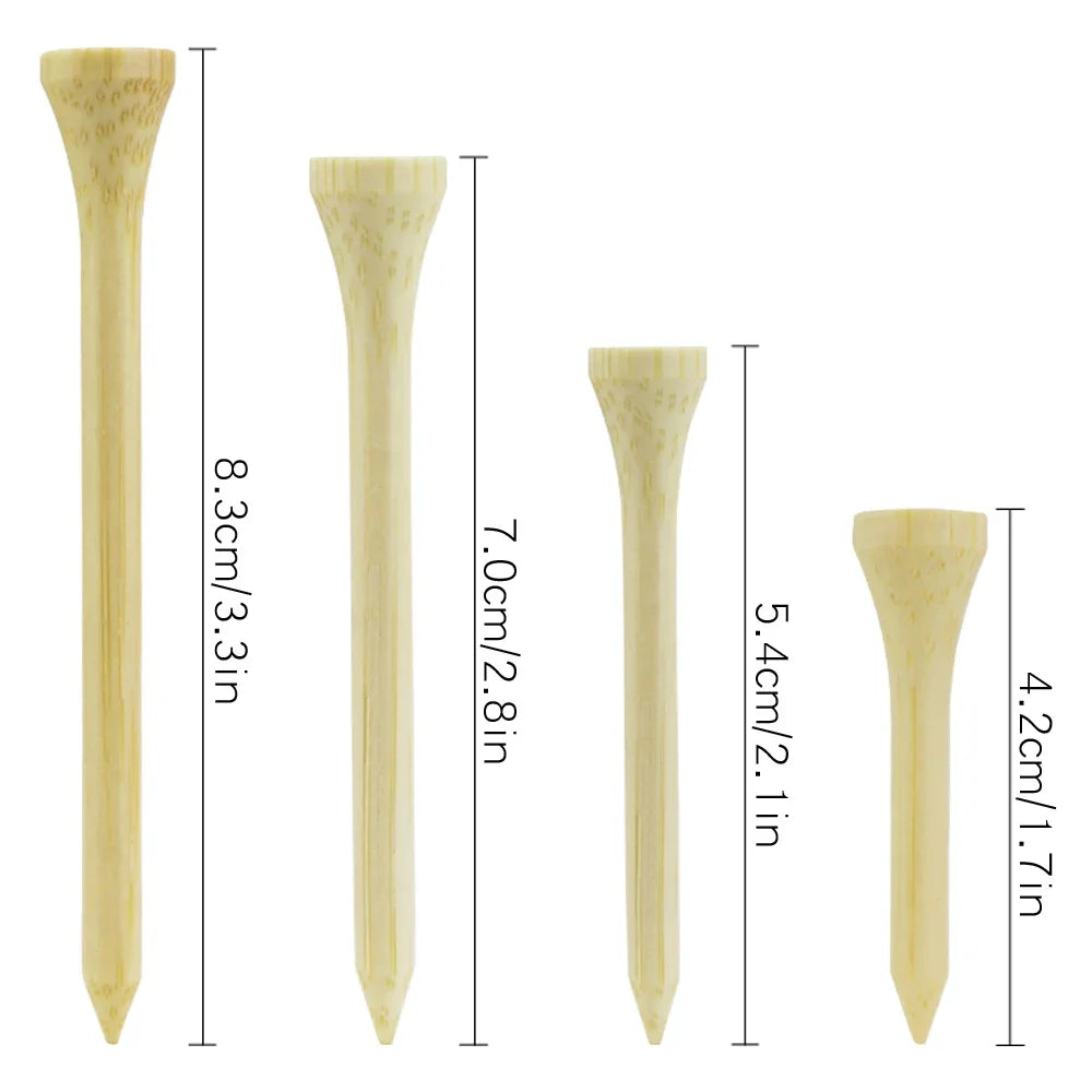 100Pcs Pack Golf Tees 4 Sizes Wooden Golf Ball Tees