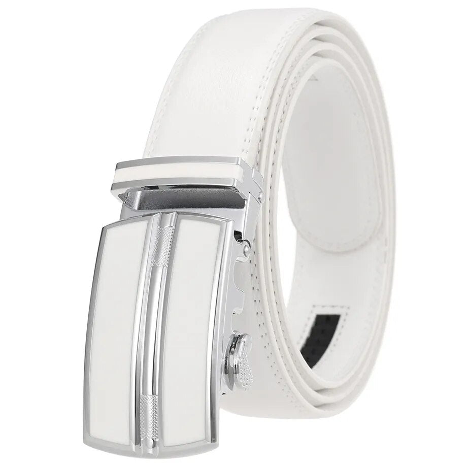 Luxury Leather White Golf Belt For Men