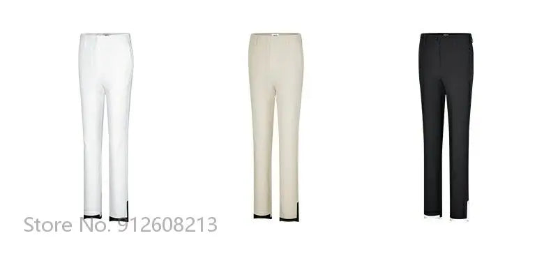 Summer Women Sports Trousers Elastic Split Golf Pants Lady High Waist Breathable Ankle Length Trousers XS-XL