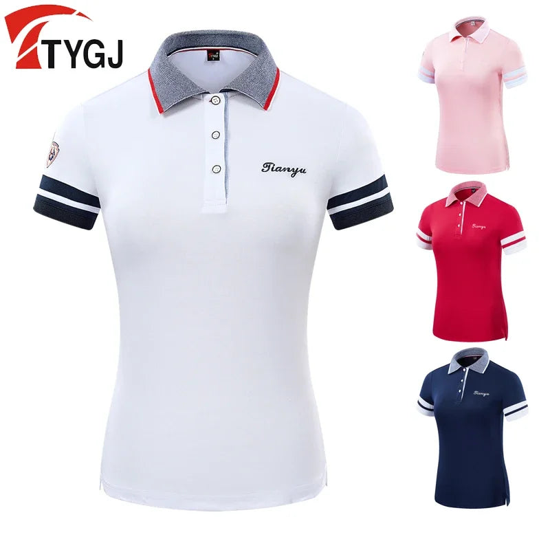 Summer Golf Wear Clothing Women Shirt Sports Breathable Short Sleeved T Shirts