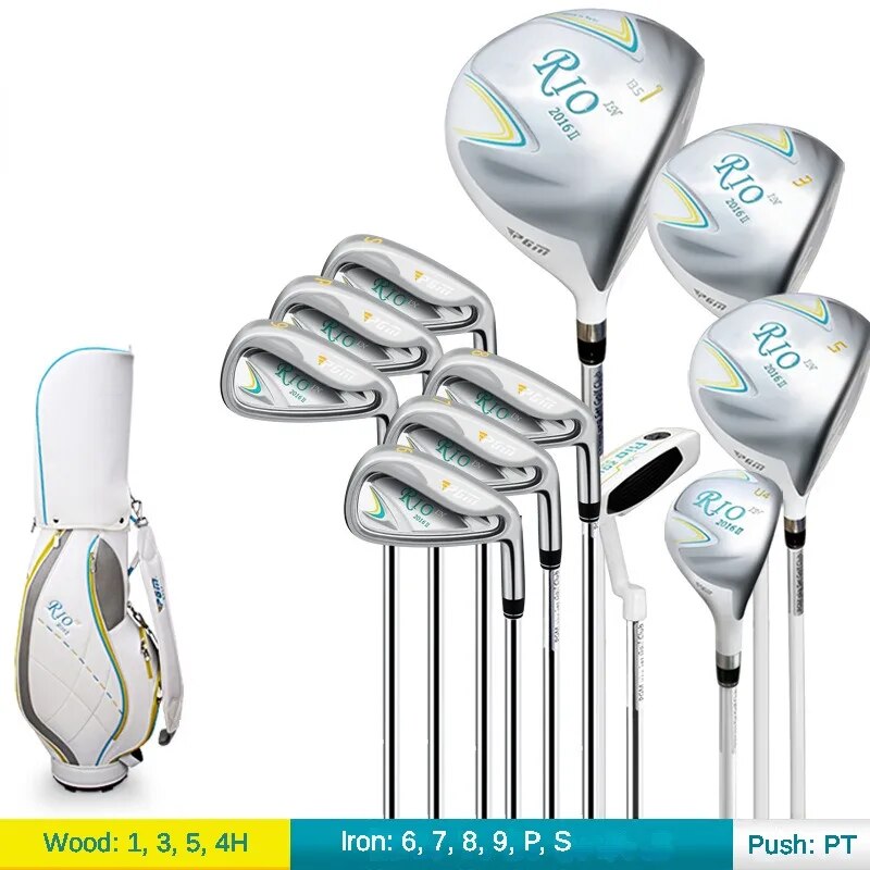RIO Women 9/11pcs Golf Club Set with Golf Bag Carbon Stainless Steel Irons, Woods, And Driver W/Bag