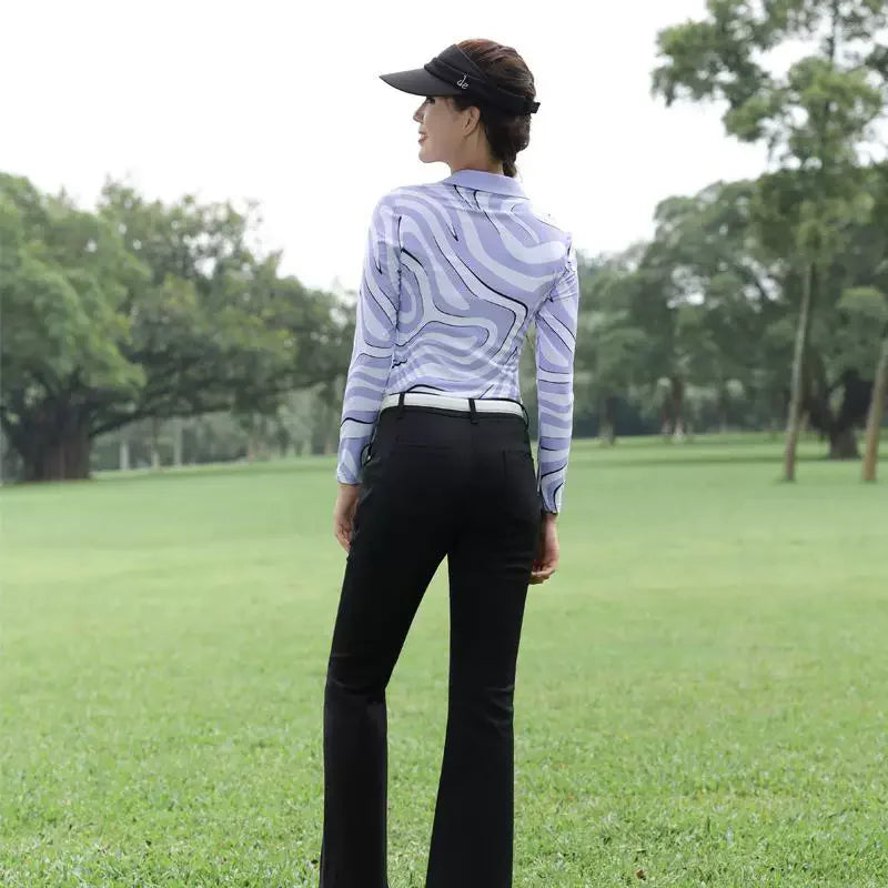 New Golf Long sleeved Top for women printed Stretch Golf Tops female high-end breathable polo jersey