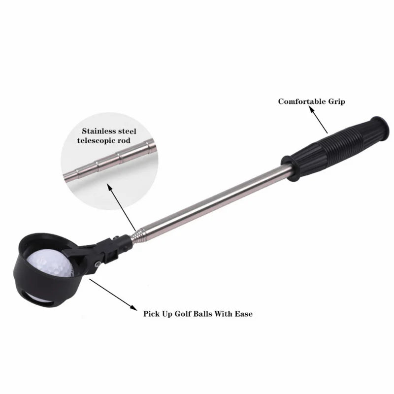 Golf Ball Pick Up Tools Telescopic Automatic Locking Scoop Ball Picker