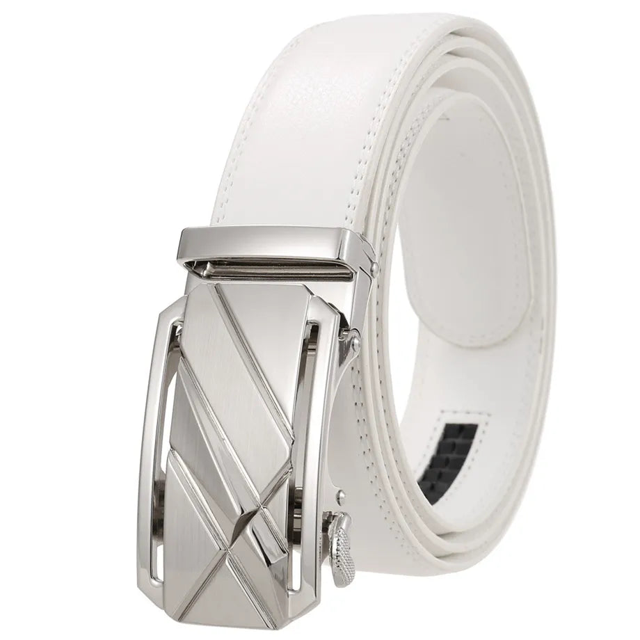 Luxury Leather White Golf Belt For Men