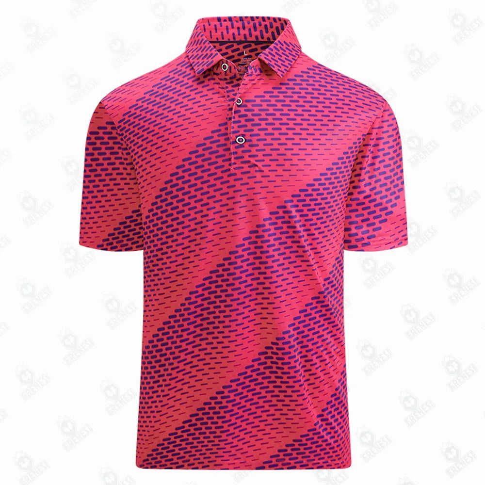 Men's Golf Shirt Polo Breathable Quick Dry Short Sleeved Top Printed Golf Top