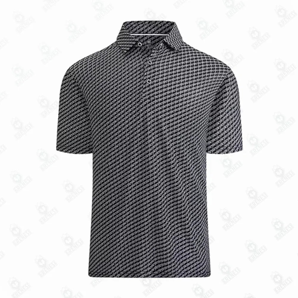 Men's Golf Shirt Polo Breathable Quick Dry Short Sleeved Top Printed Golf Top