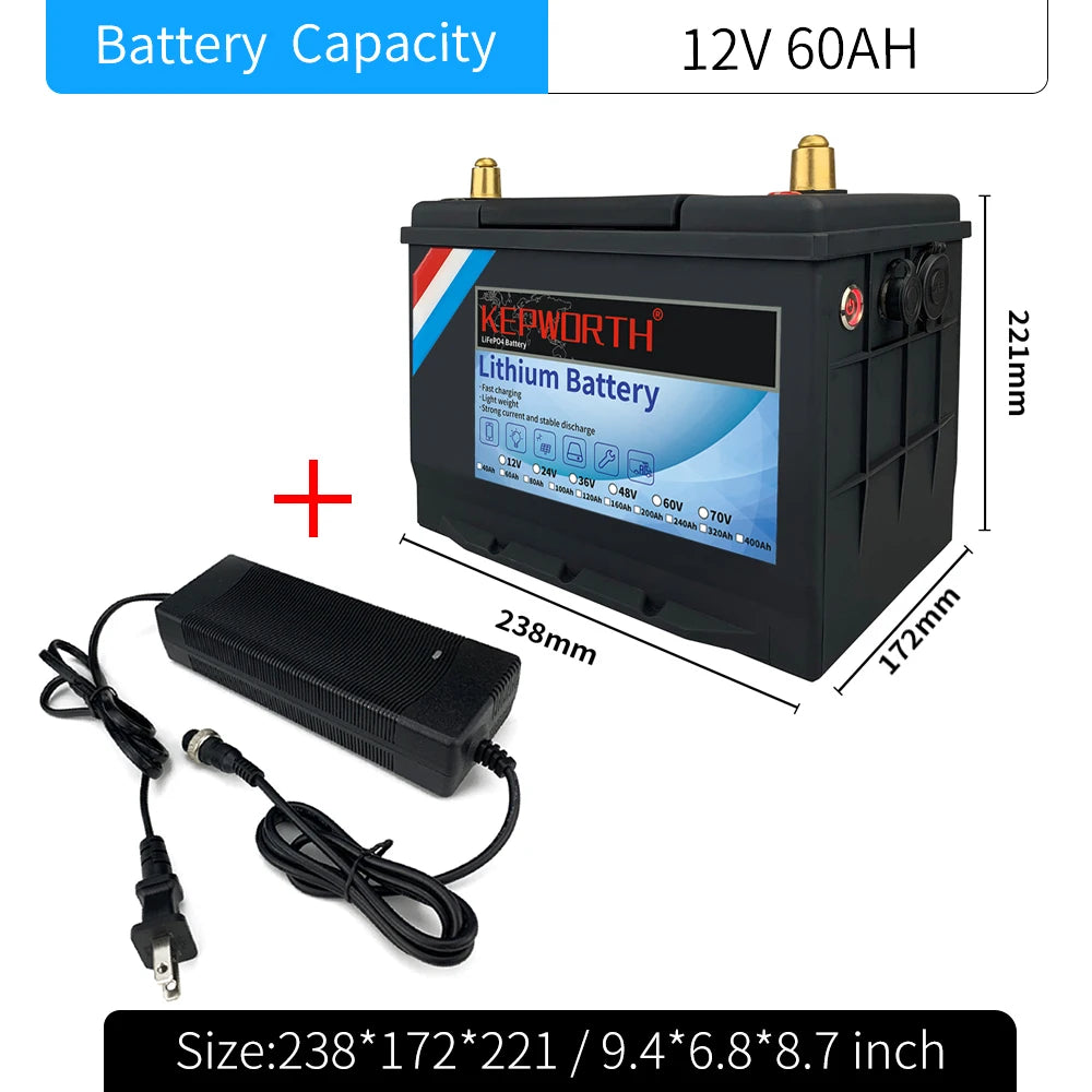 12V/ 40/ 60/ 80 /100 /120 /200Ah Lithium Battery Upgraded BMS Power Golf Cart 6000