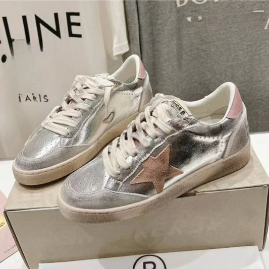 Luxury Leather Women's Sports shoes retro casual