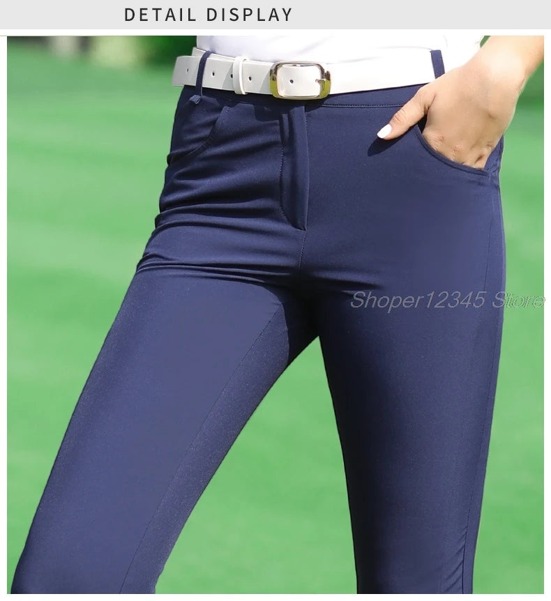 Female Slim Elastic Golf Trousers Women Breathable Casual Golf Pants Leisure with Pockets XS-XXXL