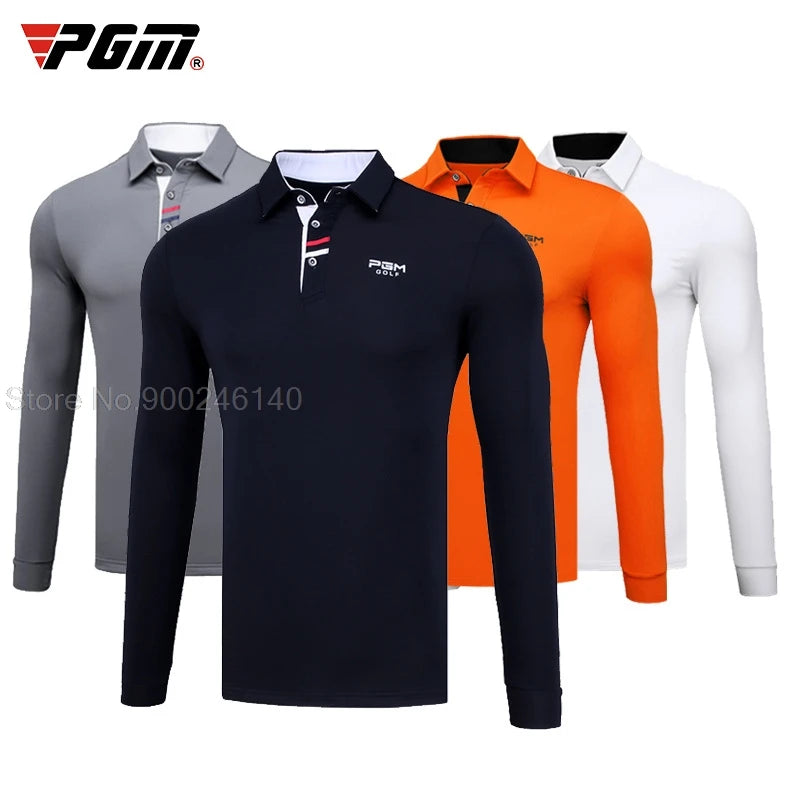 Men'S Golf Shirts Long Sleeved Outdoor Sports Turn Down Full Sleeved T Shirt