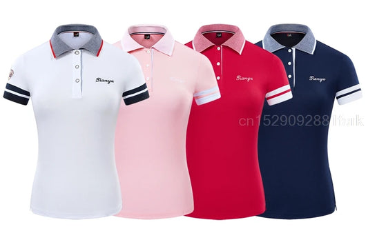 Women Golf Shirts Short-sleeved Outdoor Breathable Tops Quick-Shirts