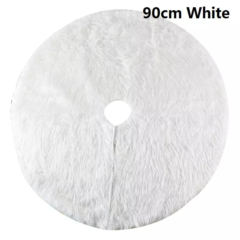 78/90/122cm Christmas Tree Skirt Faux Fur Carpet Snowflake White Plush Xmas Tree