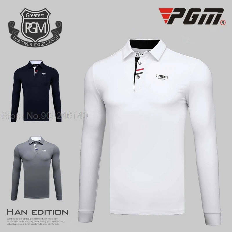 Men'S Golf Shirts Long Sleeved Outdoor Sports Turn Down Full Sleeved T Shirt