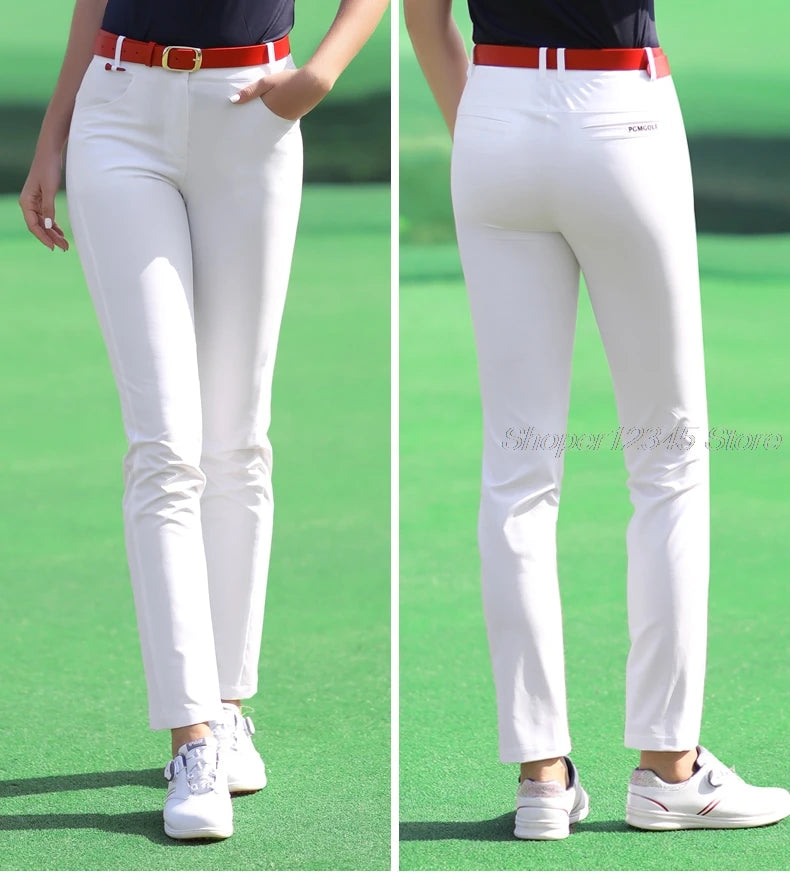 Female Slim Elastic Golf Trousers Women Breathable Casual Golf Pants Leisure with Pockets XS-XXXL