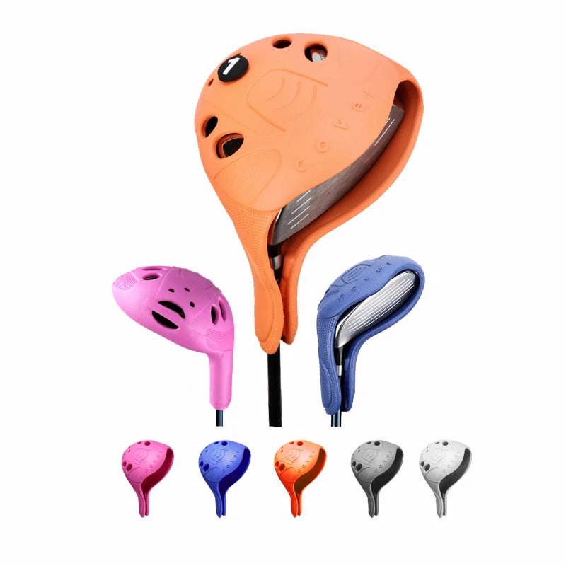 1 pcs Golf Club Head Cover 1/3/UT Full Set Of Wood Poles TPE Elastic Material  Waterproof Washable