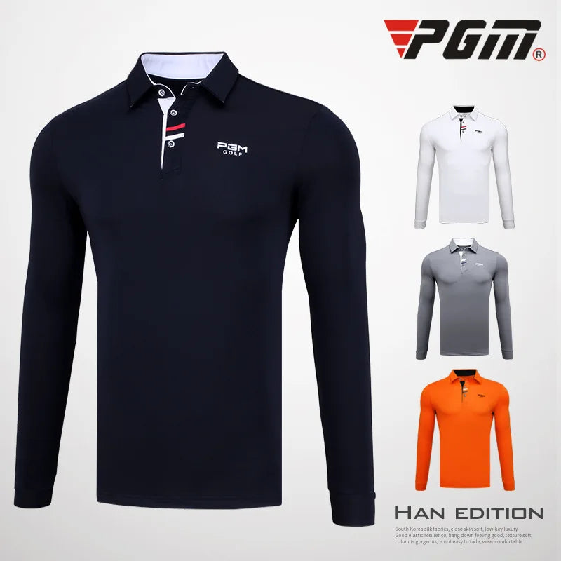 Men'S Golf Shirts Long Sleeved Outdoor Sports Turn Down Full Sleeved T Shirt