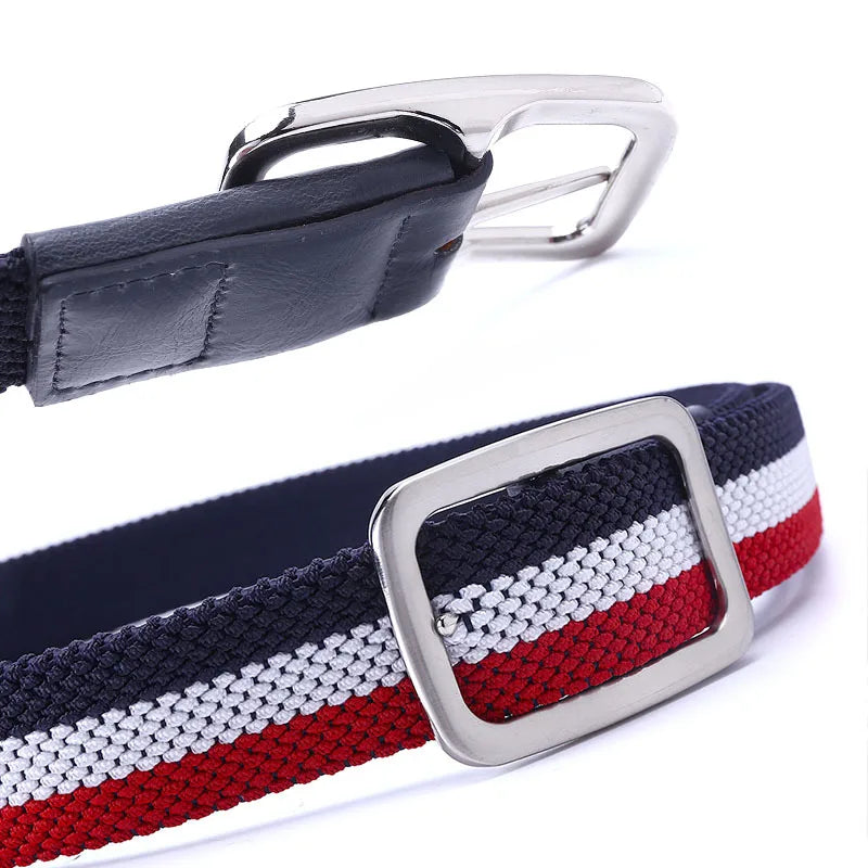 Mens Belt Double Sided Braided Elastic Stretch Fabric Golf Belt For Men with Buckle