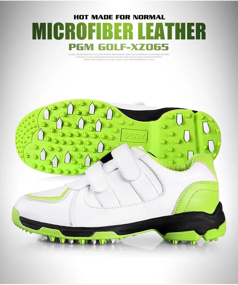 Fashion Sports Shoes Children's Girls /Boys Golf Shoes Anti-slip Leather Outdoor Kids Sneakers