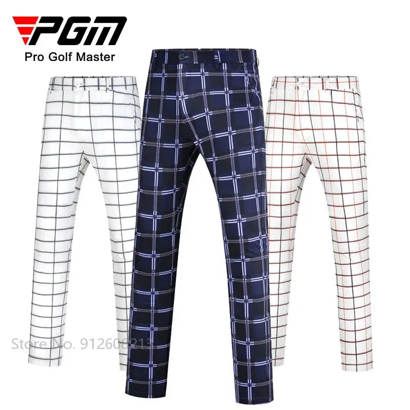 Mens Waterproof Golf Pants Male Golf Pants Outdoor Casual Plaid Trousers Breathable Sports Pants