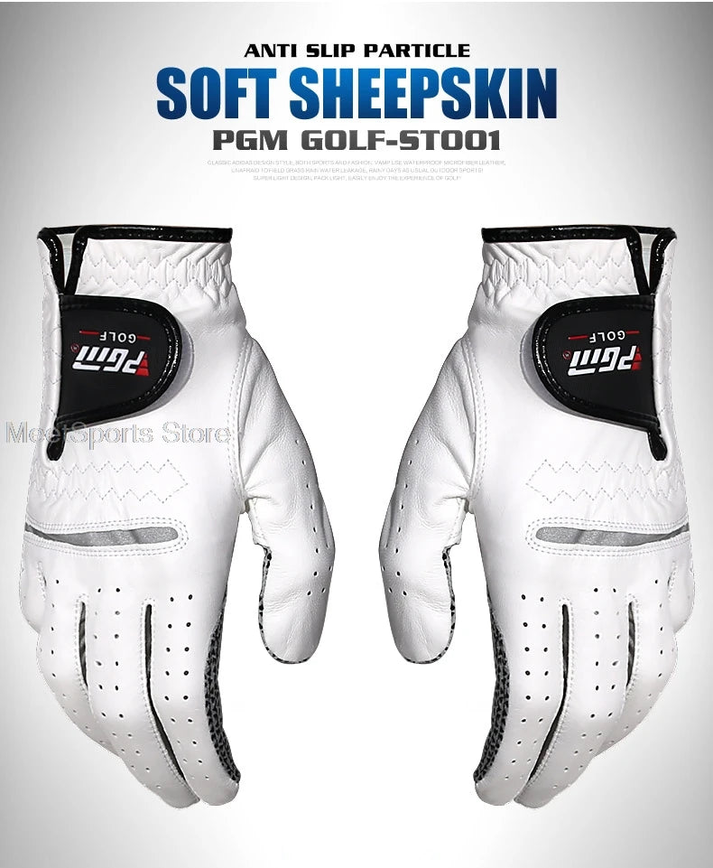 Golf Glove For Men Sheepskin Left Right / Hand Genuine Leather Gloves Anti-Slip Wear-Resisting