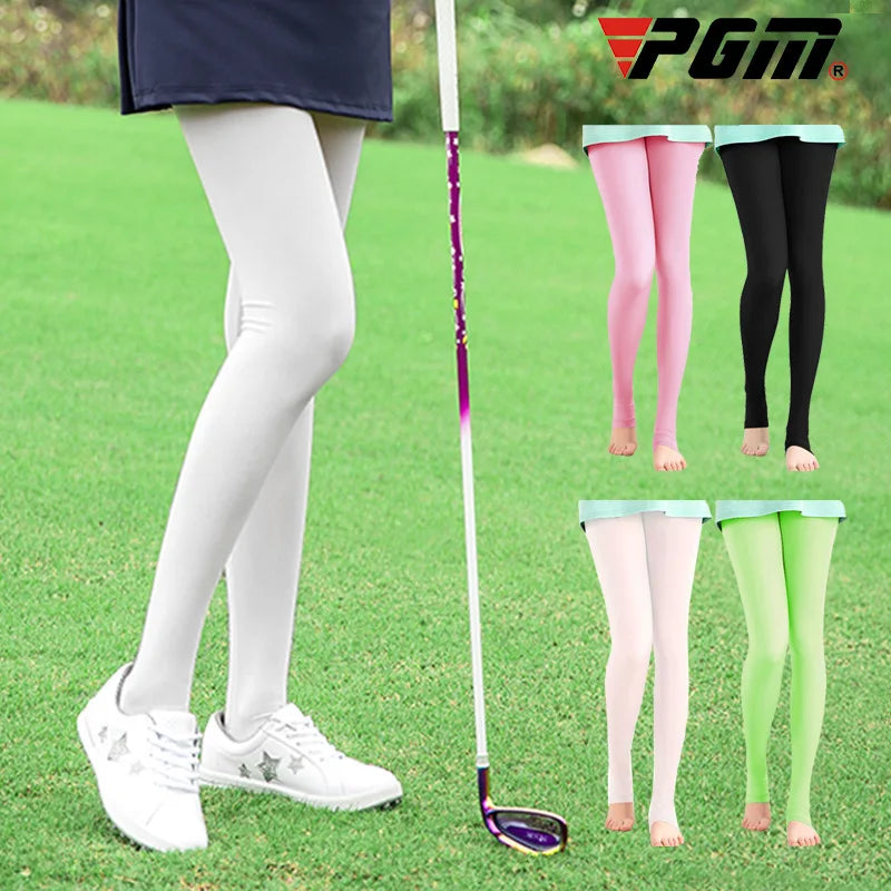 Golf Women Elastic Legging Stocking Sunscreen Golf Pants Outdoor Anti-UV Thin Smooth Long Leg Socks