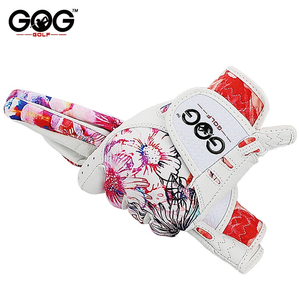 Golf Glove Women, Sheepskin Leather Printed Pattern Colorful, Soft Fit