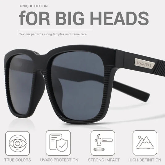 Square Oversized Polarized Sunglasses for Large Heads Men Retro Vintage Sun Glasses UV Protection